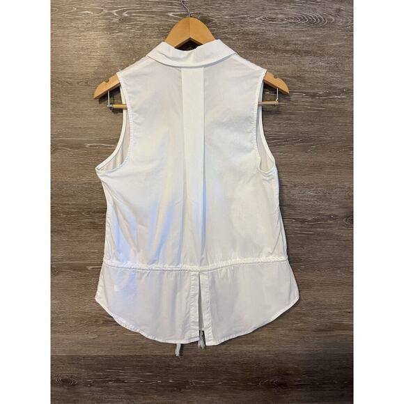 Democracy White Sleeveless Top Poplin Studded Sz medium Layering Fitted Waist - Picture 9 of 9